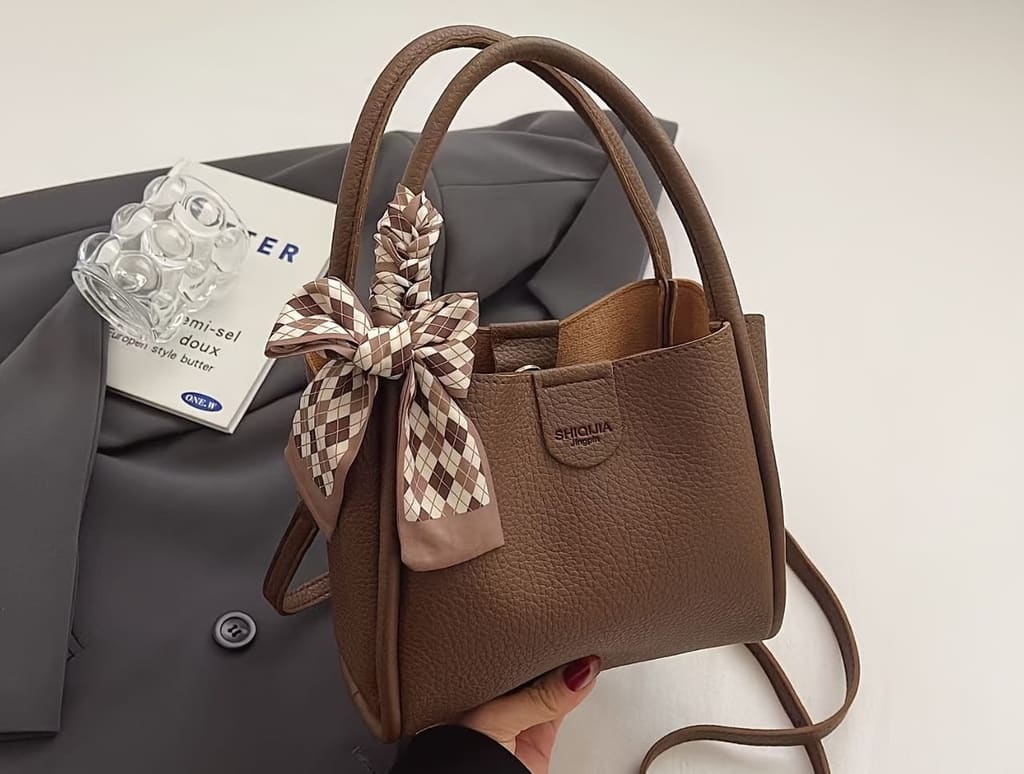Sac cabas au foulard : Marron