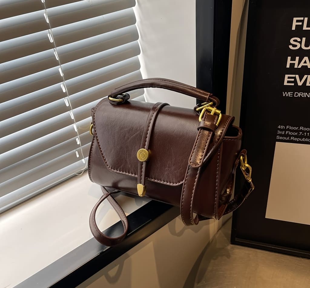 Mini-cartable cuir foncé : Marron foncé